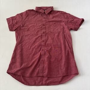 Travis Mathew Button Up Shirt Mens Large Golf Business Casual Maroon Red